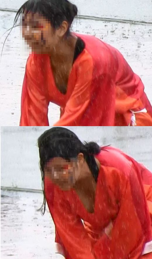 ダンス！！土砂降りの中、びしょびしょになりながらの踊り！！濡れる女の子たち！！401