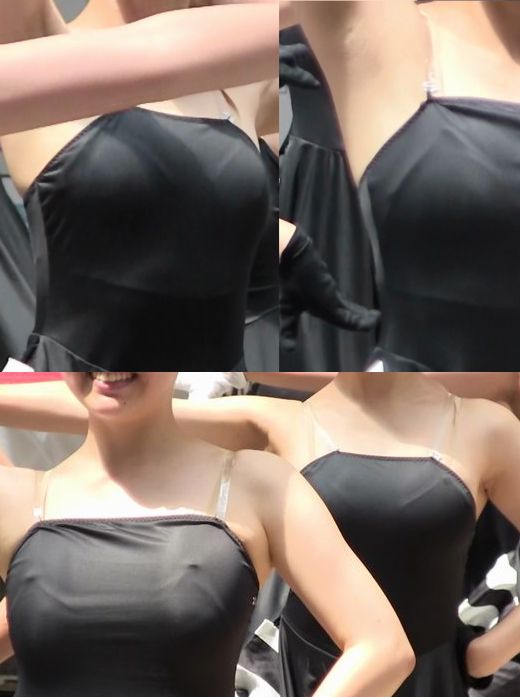 ダンス！！ぴったり衣装で浮きブラ！！なかには乳首がポッチしている子も！！370