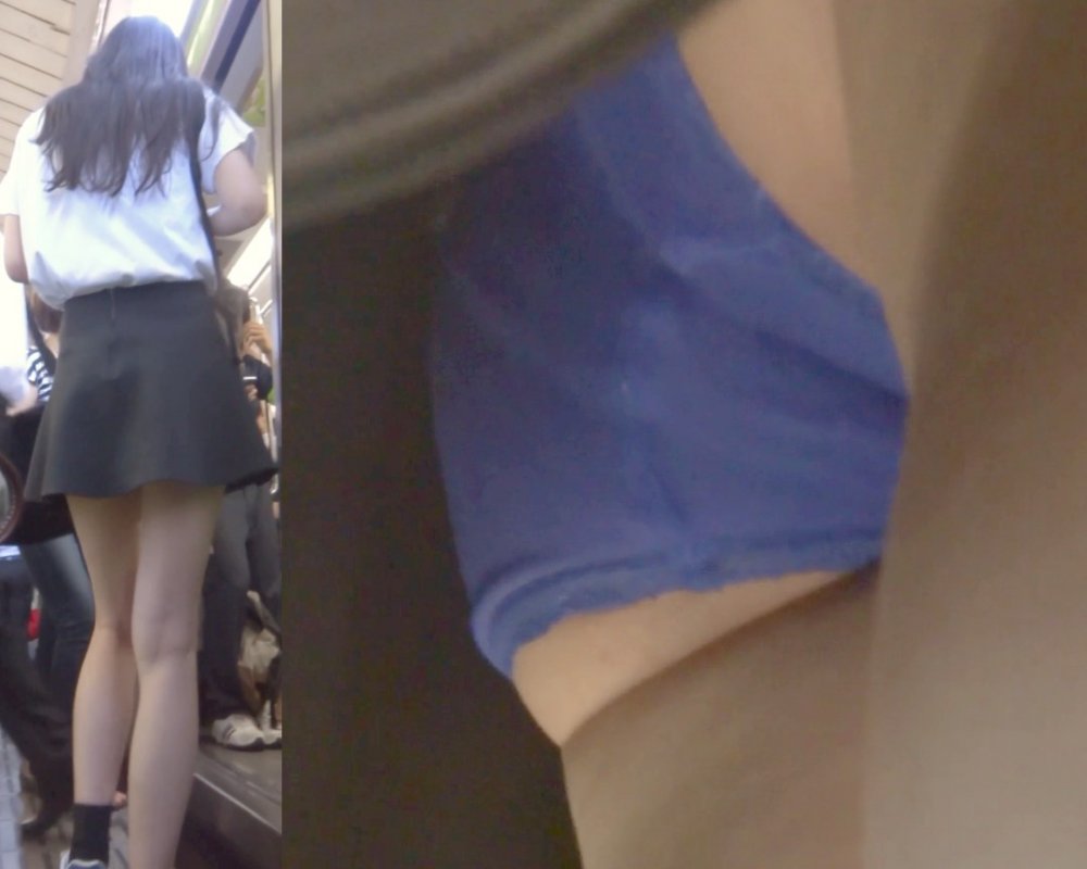 パンチラ盗撮 OLさん 超ミニスカの中身は青パンツ [アダルト]