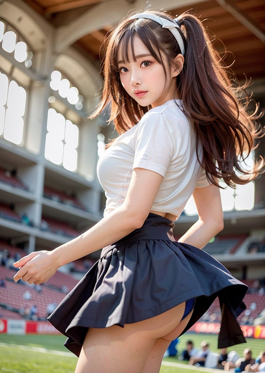 キツネ耳でチアやってる彼女。