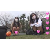 【個撮】慣れてない！純粋！超かわいい！二人組たまごちゃん！嵐の前のバスケパンチラ～おまけ映像