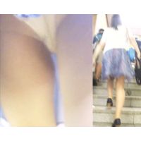 パンチラ OLさん 白パンツを階段で激写