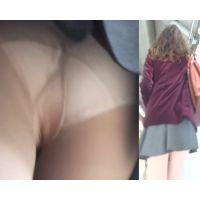 パンチラ盗撮 OLさん 超ミニスカで逃げる白パンツを追いかけ超接近撮り