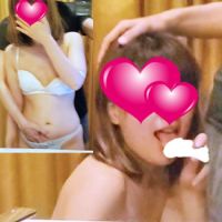 鏡の前で笑顔でフェラする義妹
